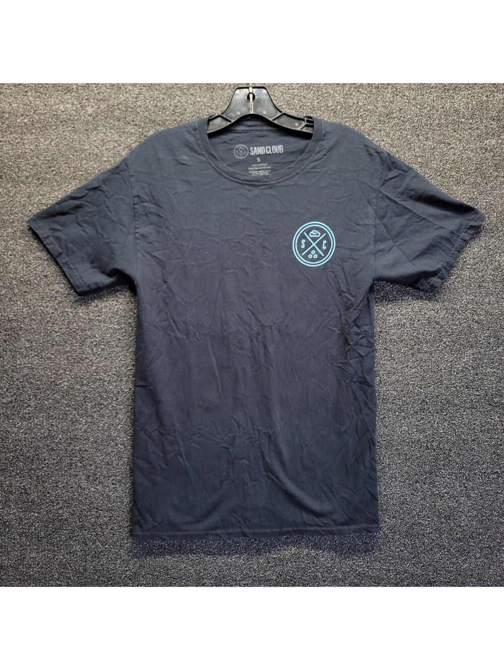 Vintage Black Sandcloud T shirt Blue Penguin Logo Sz Small